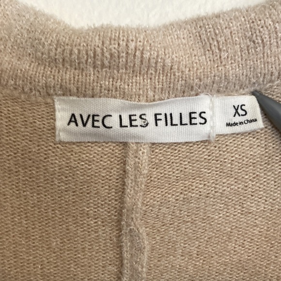 Avec Les Filles Belted Knit Romper Shorts Sweater Lounge Tan Oat Beige - Picture 9 of 10